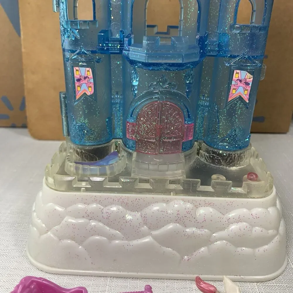 Vintage blue box tiny dream light up crystal castle And Some Accessories Horses